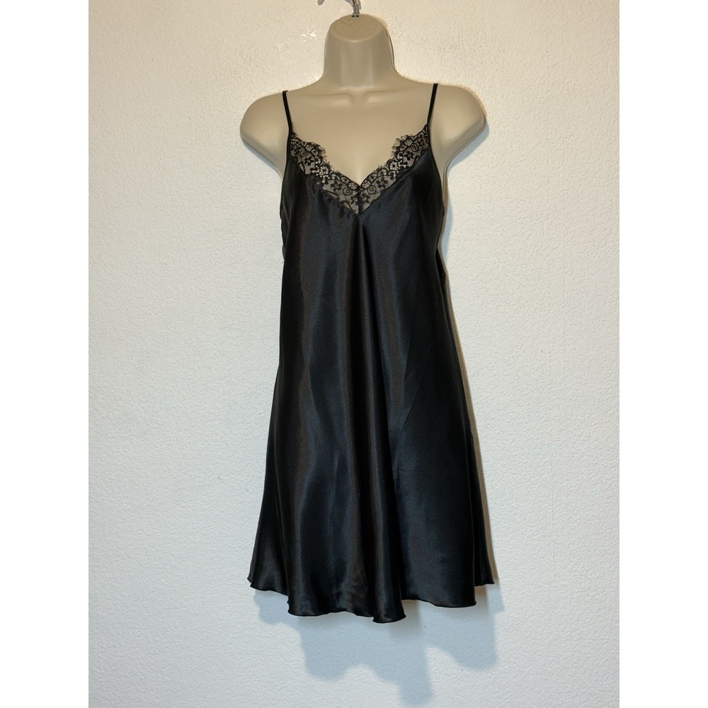 Ekouaer Slip Dress Black Adjustable Straps Women L Nightgown Chemise Lingerie